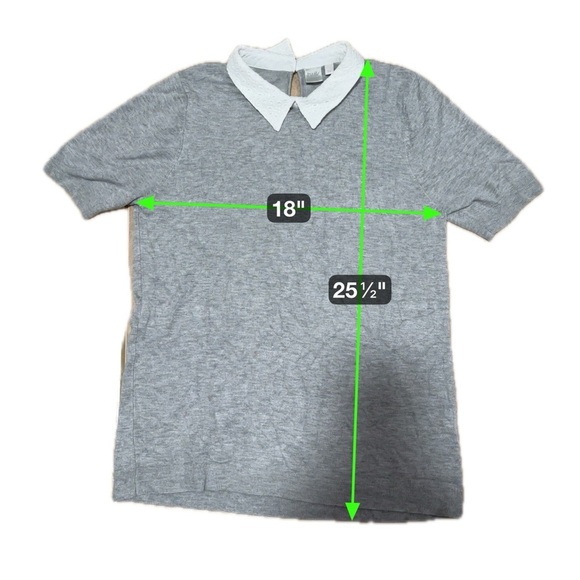 Twik Grey Collared Shirt with White Lace Size Large - Picture 3 of 4